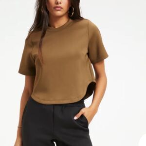 GOOD AMERICAN SCUBA CROP TEE FOG‎ SIZE 3 NWT IN PKG